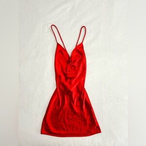 NWT White Fox Red Satin Mini Dress